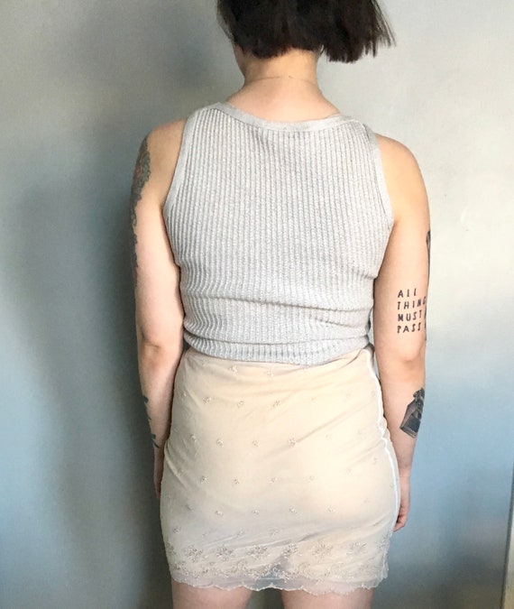 Mini Slip Skirt / Light Peach Vintage Mini Slip Sk
