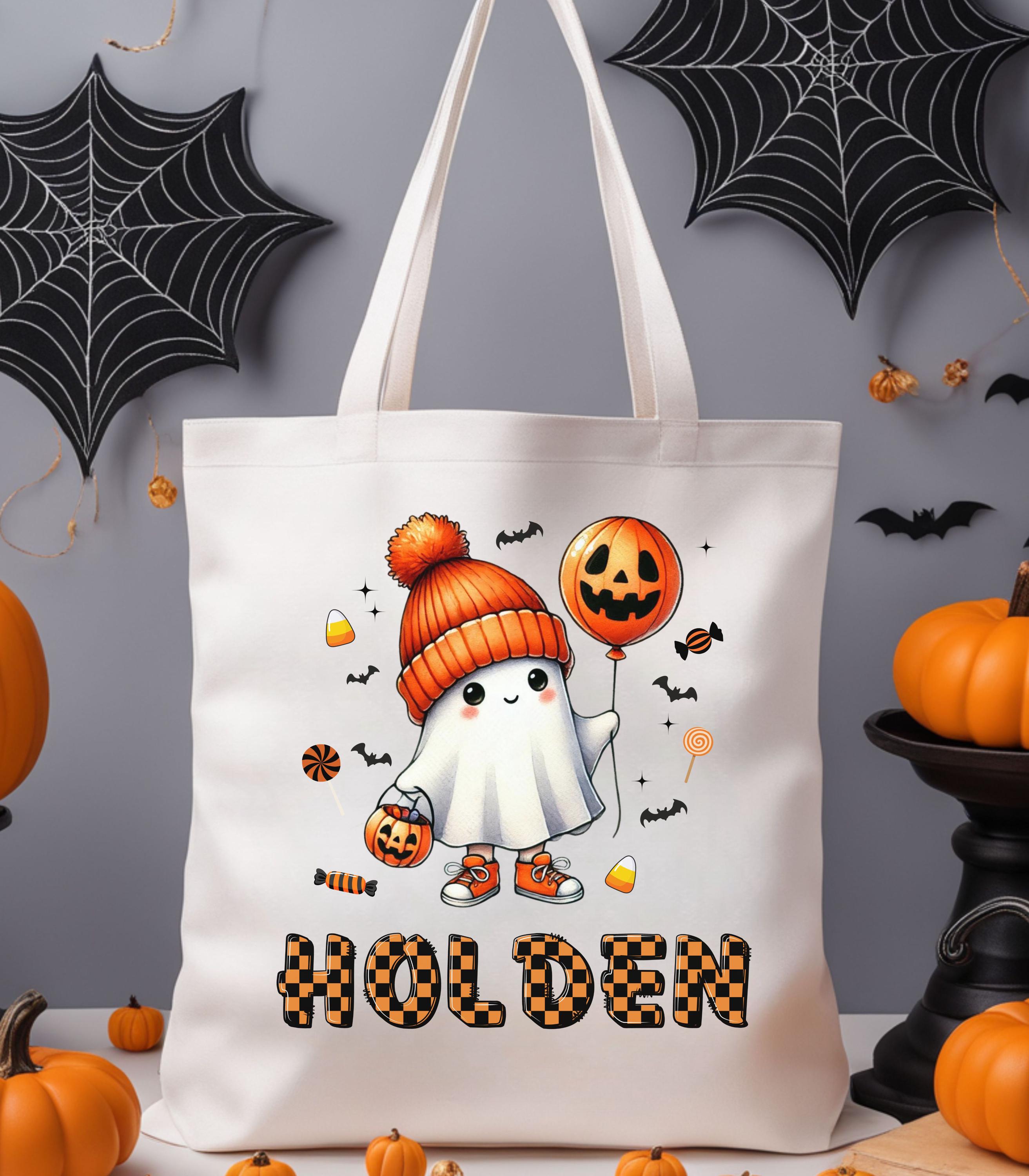 Custom Halloween Trick or Treat bag, Personalized Candy Bag for Kids Halloween Party Favor, Customized Halloween Tote for Boys