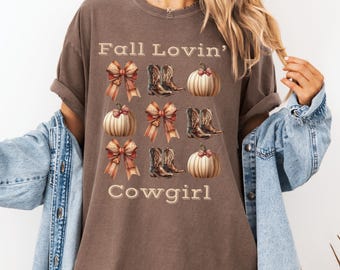 Western Fall Coquette Style Tshirt, Country Western Cowgirl Top, Cowboy Boots and Bows, Western Pumpkin Shirt, Fall Lover Shirts