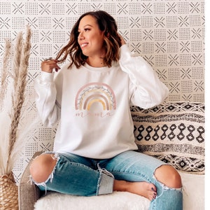 Boho Mama Muted Rainbow Sweatshirt, Mama & Baby Rainbow Shirts, Boho Birthday, Mother Daughter Sweater, Boho Mom Tshirt