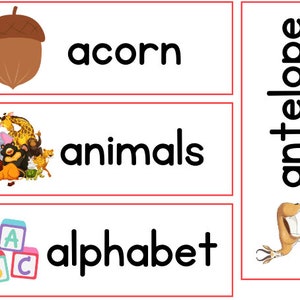 300 palabras del alfabeto A-Z, escritura, lectura, imprimibles en PDF, tarjetas del ABC, material de aprendizaje preescolar. Actividades para niños pequeños, educación en casa, jardín de infantes.