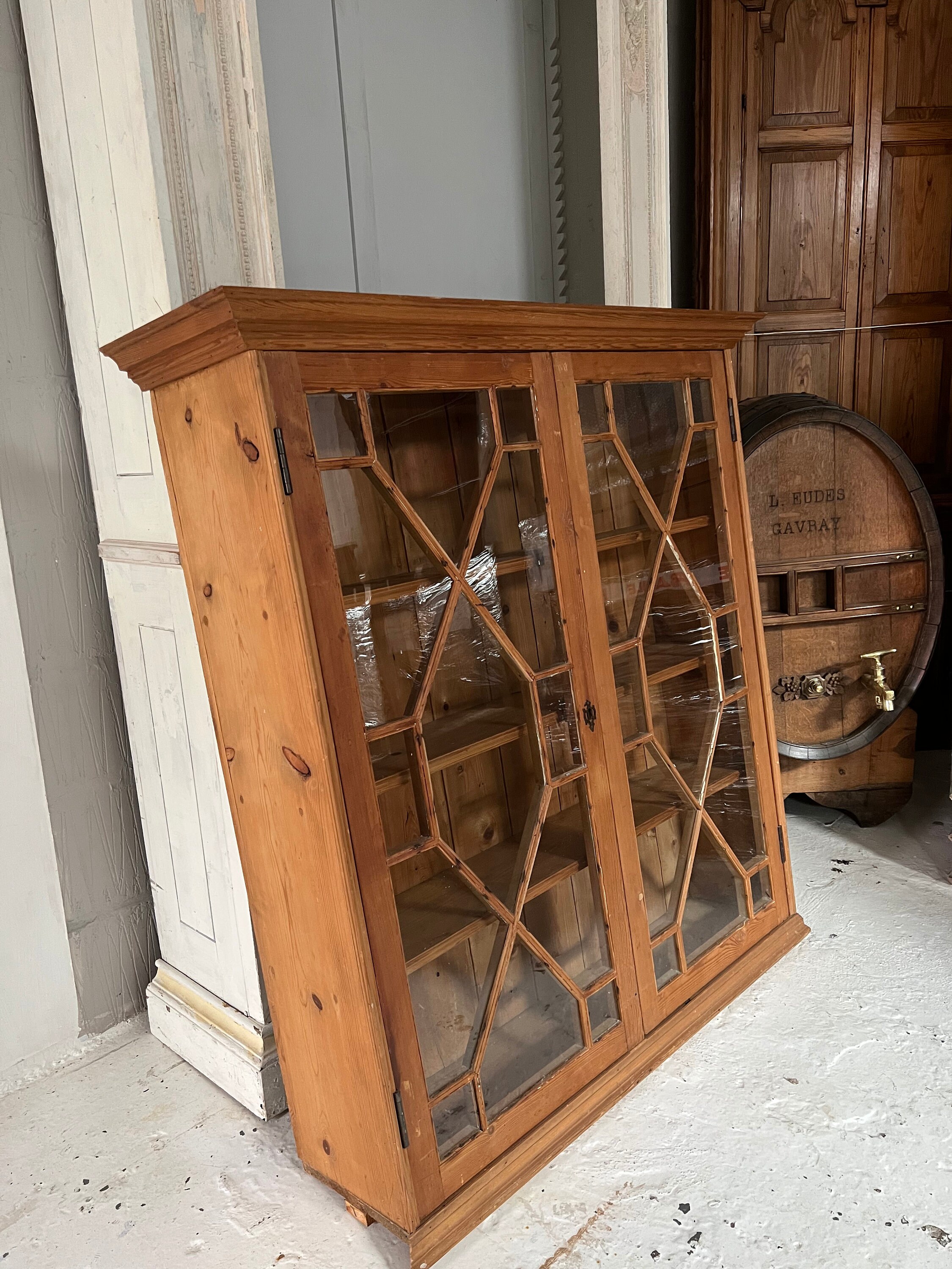 Large Antique Pine Glazed Wall 114cm W X 123cm H Etsy UK