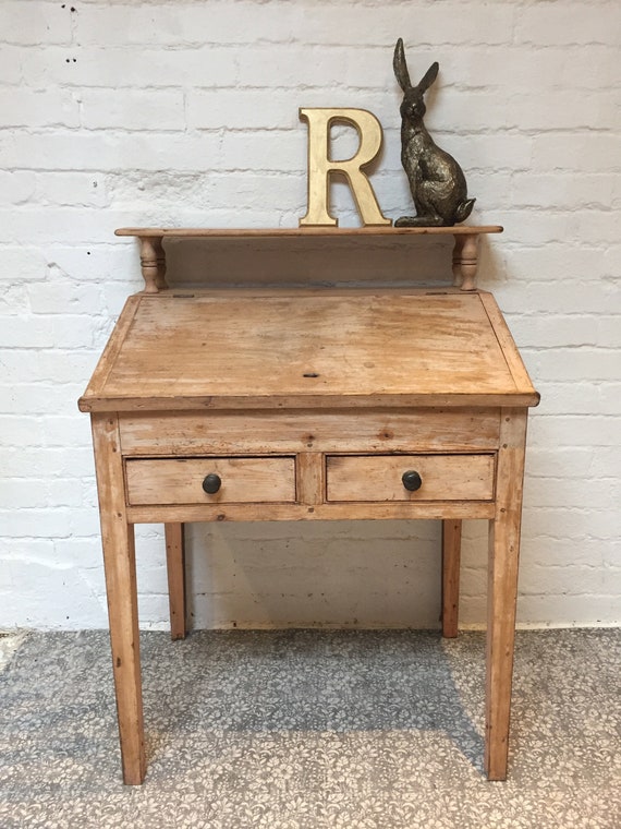 Stunning Antique Pine Writing Slope Clerks Desk Etsy