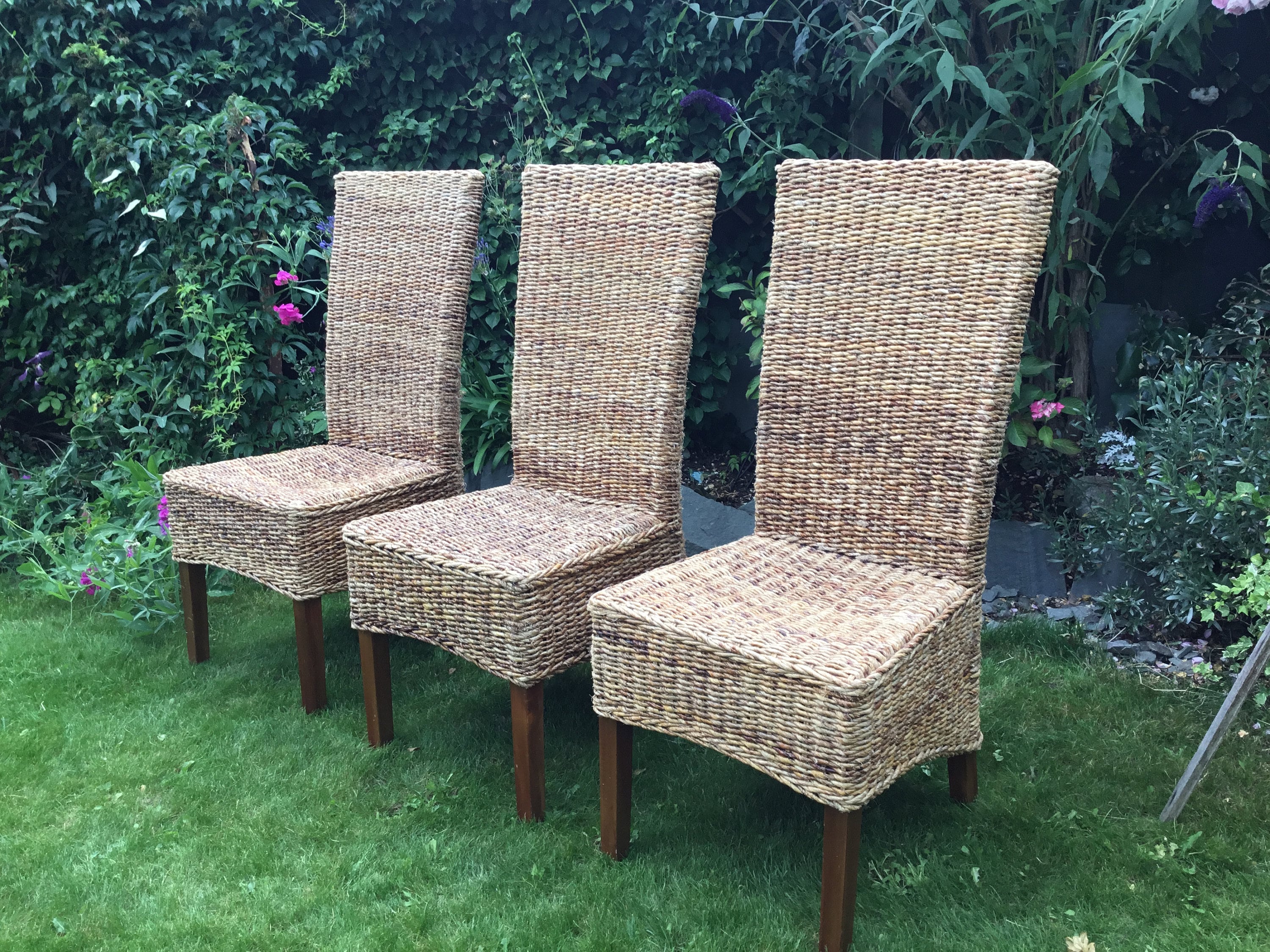 Stunning Set of Six Rattan Wicker High Back Dining Chairs Etsy