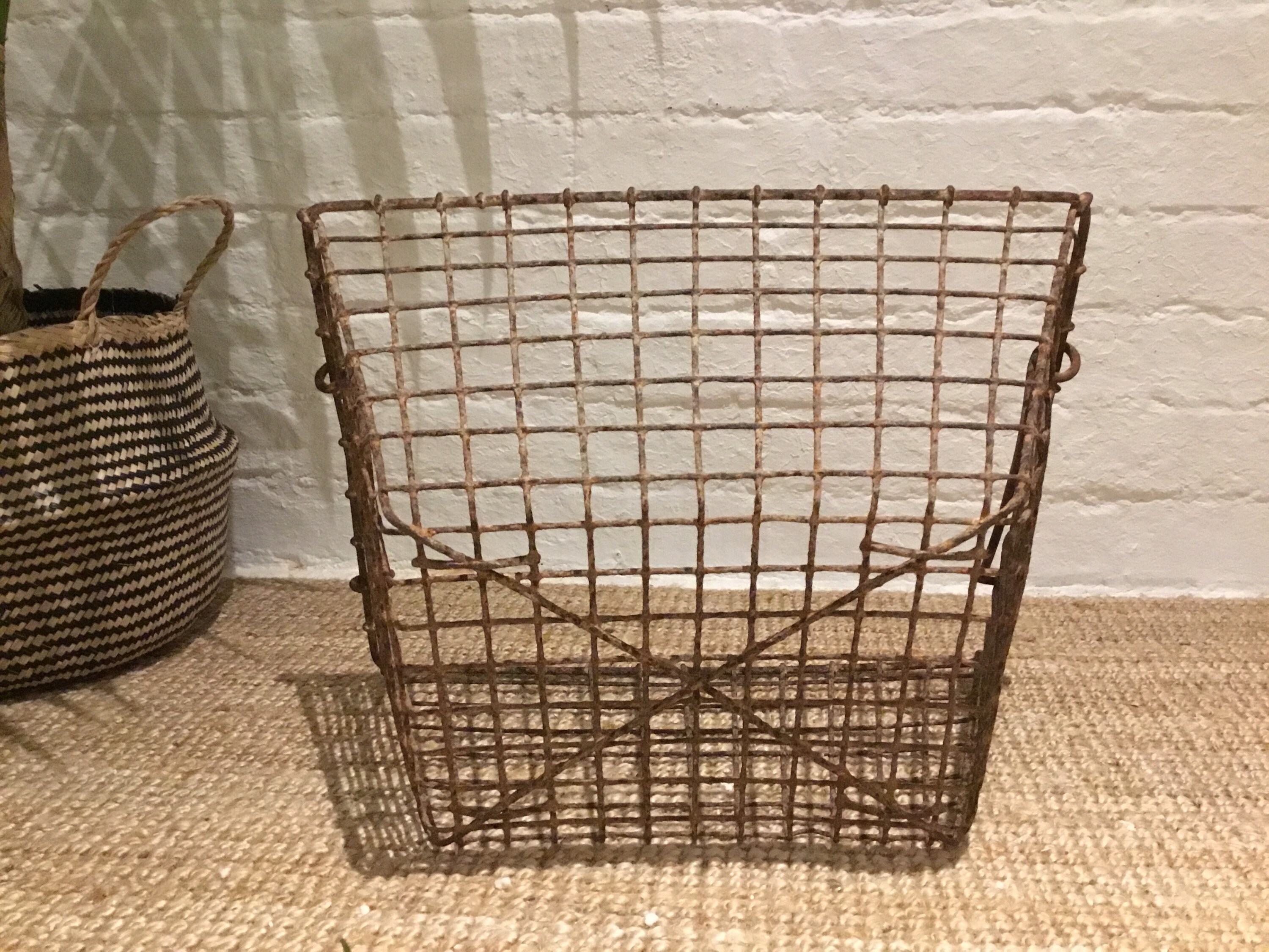 Large Vintage Industrial Wire Basket With Handles / Fab Log Etsy