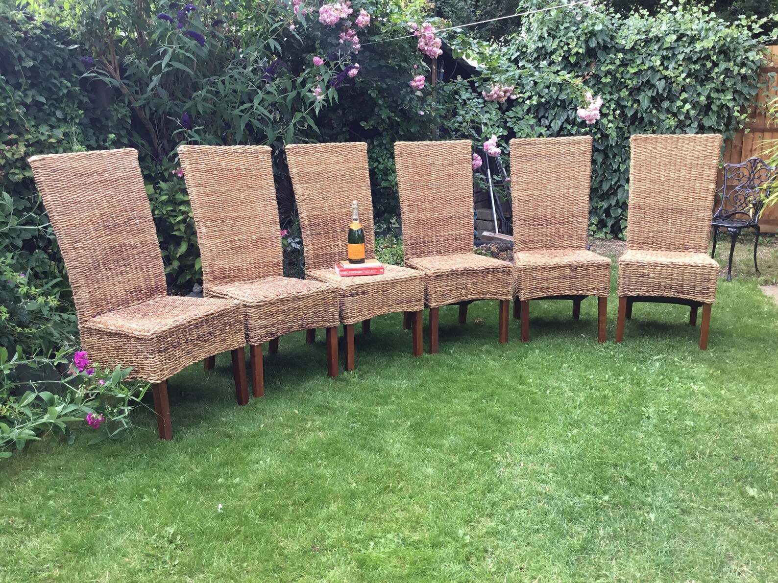 Stunning Set of Six Rattan Wicker High Back Dining Chairs Etsy