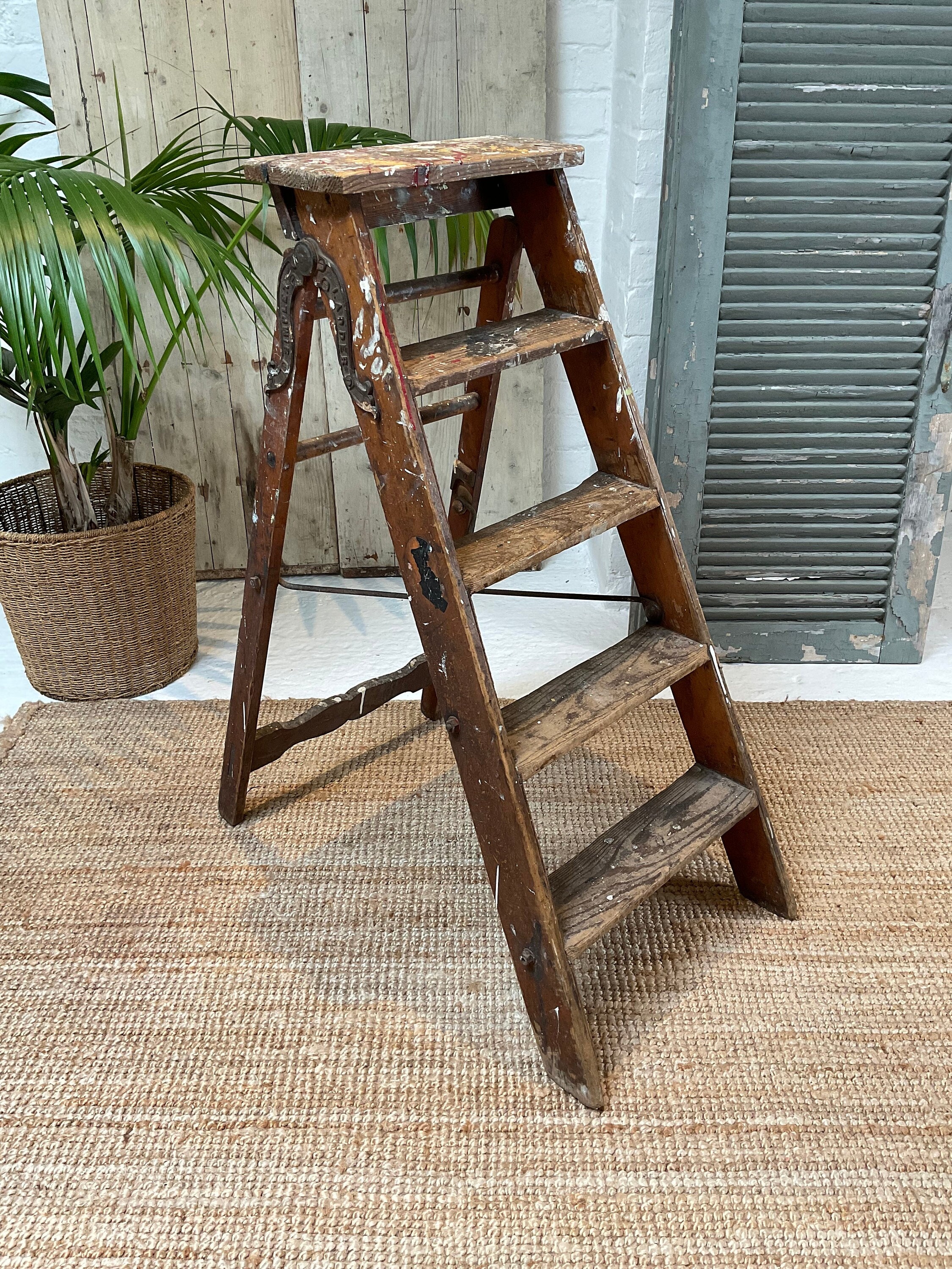 Antique Simplex Wooden Step Ladder