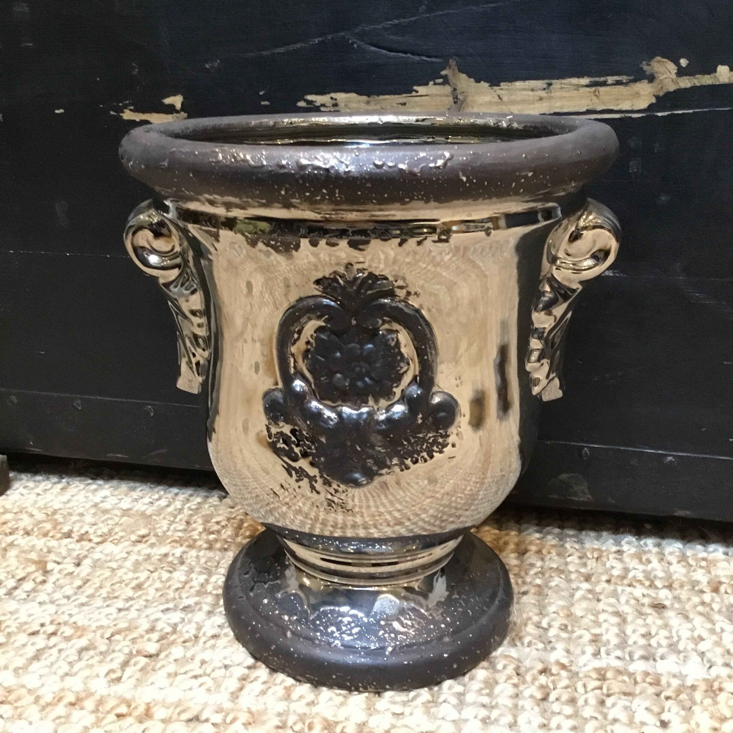 Stunning Silver Metallic Ornate Vase Etsy