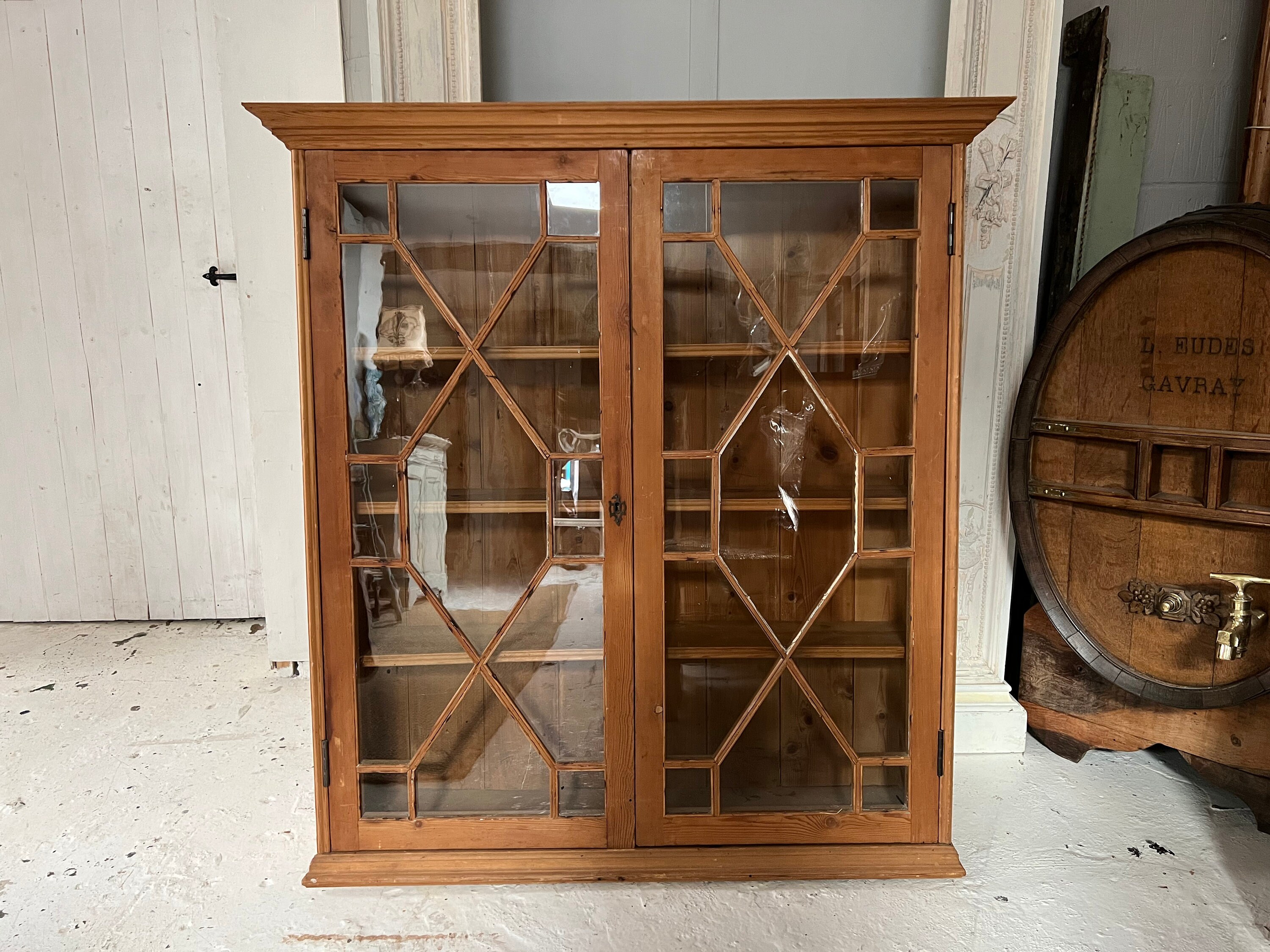 Large Antique Pine Glazed Wall 114cm W X 123cm H Etsy UK