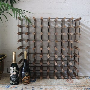 Large Solid Wood & Metal Floor Standing Wine Rack Holds 64 Bottles