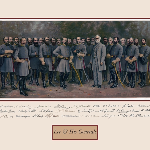 Lee & His Generals Civil War Confederate Robert E. Lee Matthews photo 16" X 20" with Overlaid Autographs of ALL of the Generals below photo