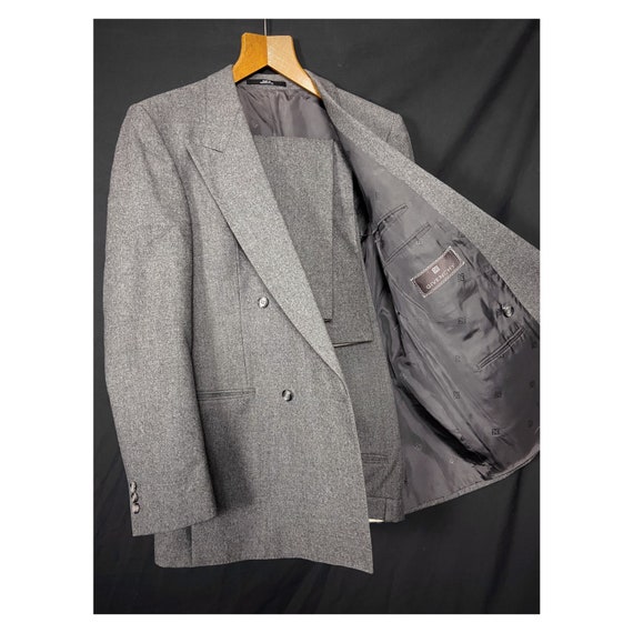 80s vintage Givenchy double-breasted blazer. Grey… - image 3