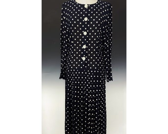 Abito a pois vintage anni '80 di St Michael - Manica lunga con bottoni