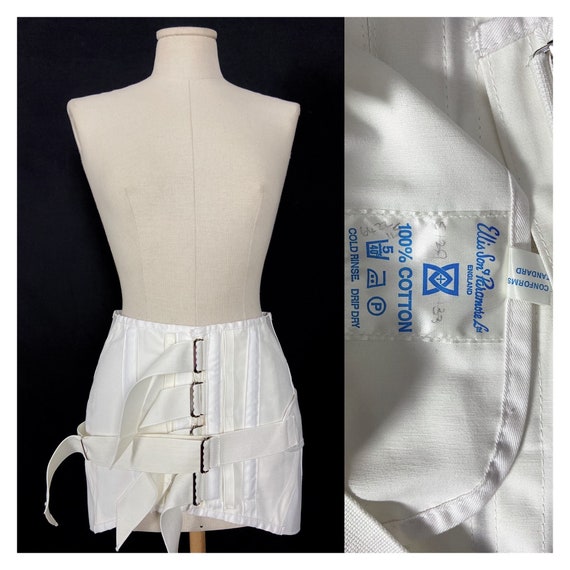 80s vintage medical white cotton corset girdle by… - image 3