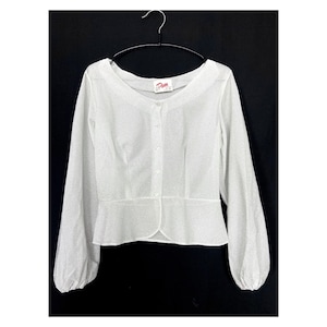 60s vintage light silver lurex glitter top. Long sleeve sheer peplum blouse by PAM. MOD. 36" M