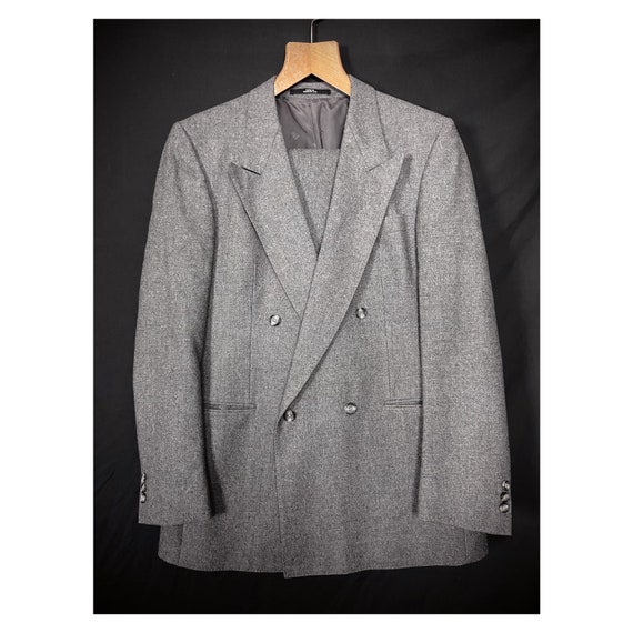 80s vintage Givenchy double-breasted blazer. Grey… - image 1
