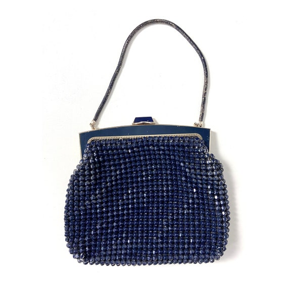 60s/70s vintage navy blue beaded bag. Retro eveni… - image 7