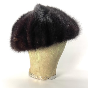 Vintage Dark Brown Mink Fur Beret Hat. S - Etsy display picture 1