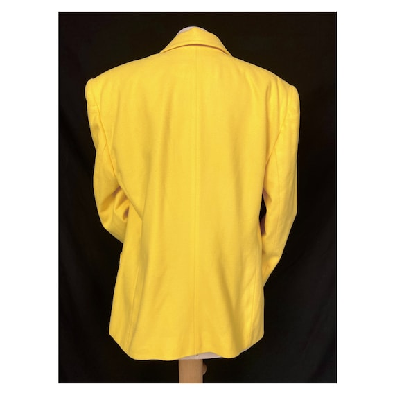 80s bright yellow double breasted blazer jacket b… - image 5