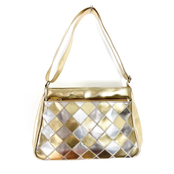 Vintage gold silver shoulder bag. Funky bag with … - image 1