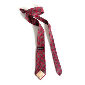 Liberty of London red tartan necktie. British designer check tie.