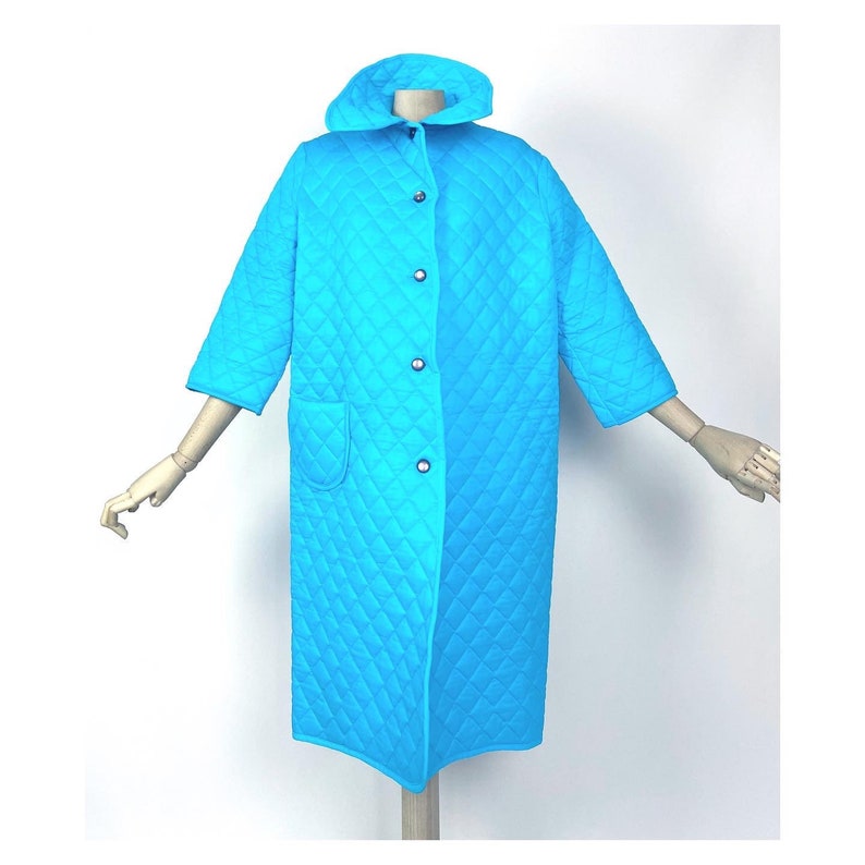 Vintage 60s/70s turquoise blue house coat by Brentfords. Etsy