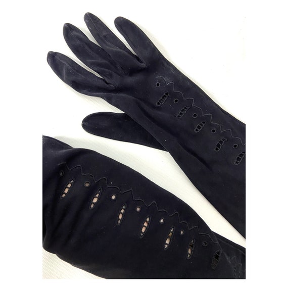 Nina Ricci Paris black evening gloves. Black sued… - image 3