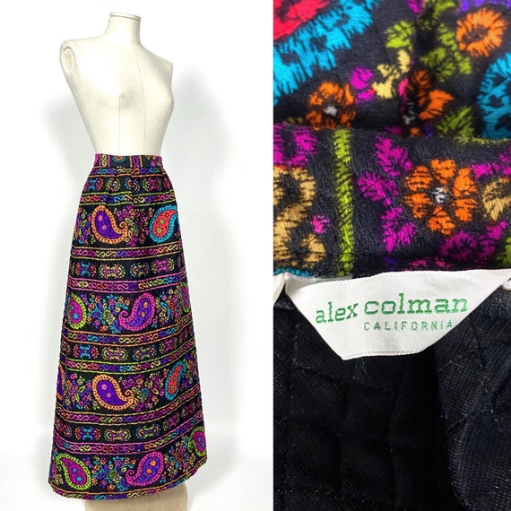 1960s vintage quilted skirt by Alex Colman Califor