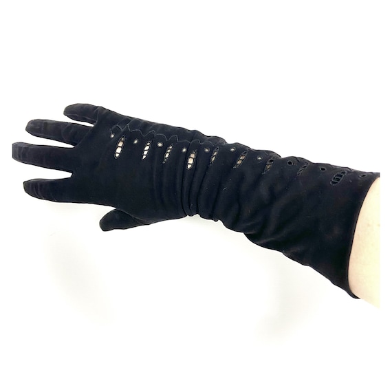 Nina Ricci Paris black evening gloves. Black sued… - image 2