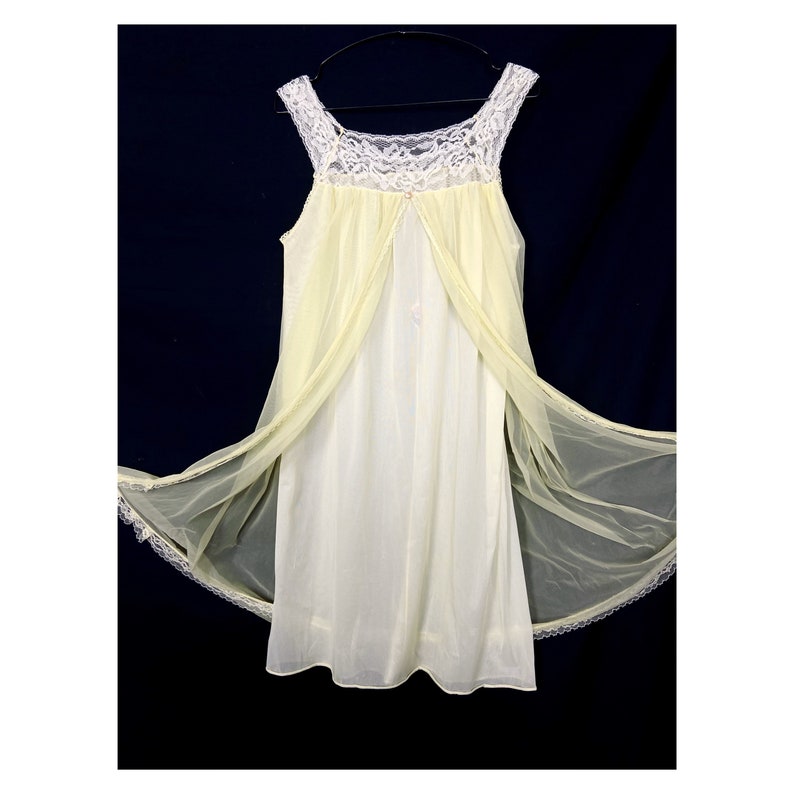 50s/60s pale yellow chiffon babydoll by Wynsl. Seductive retro Etsy