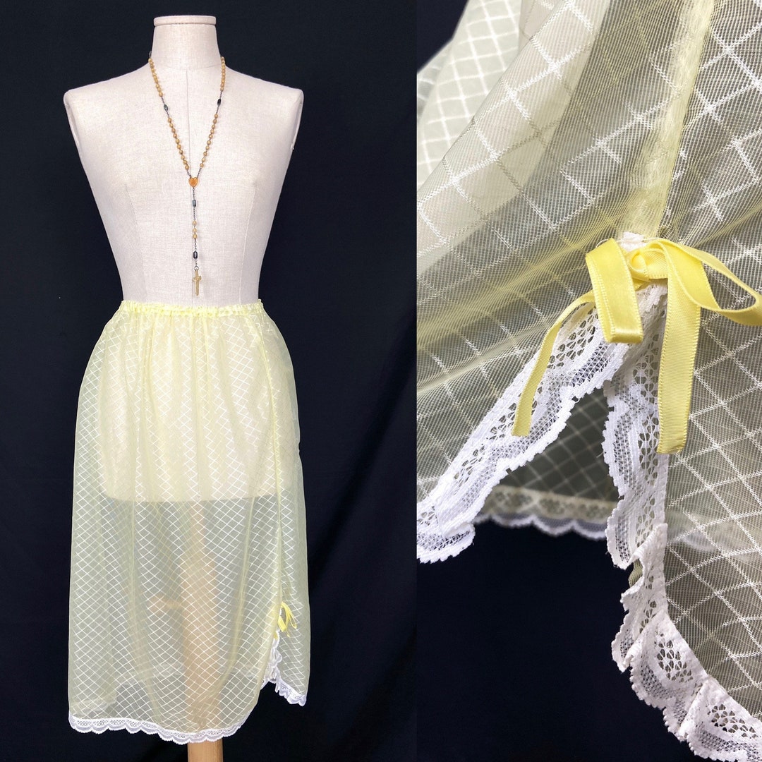 60s Vintage See Though Yellow Half Slip With a Lace Trim. Etsy