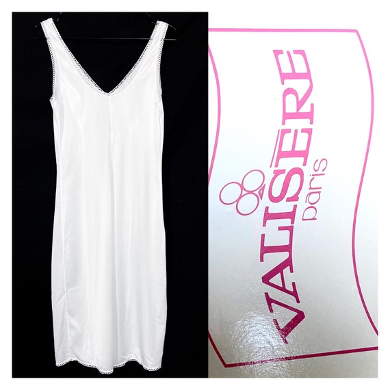 70s vintage Valisere Paris white slip. Simple V n… - image 1