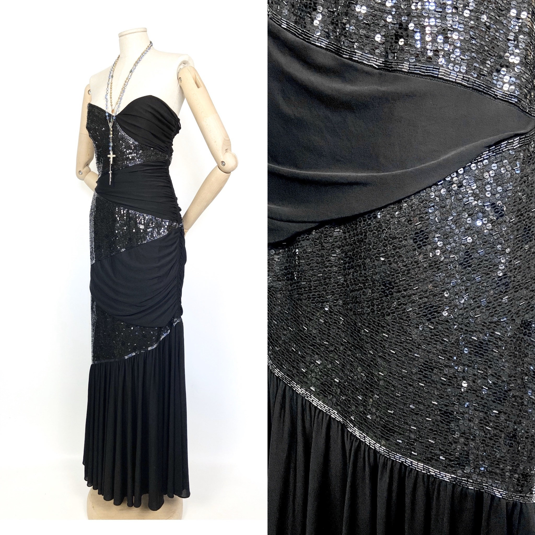 Vintage Tom Bowker for Coterie Black Evening Dress. 14UK 12US - Etsy UK