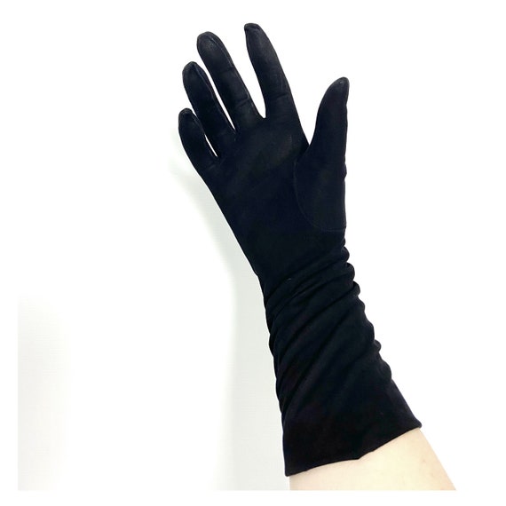 Nina Ricci Paris black evening gloves. Black sued… - image 4