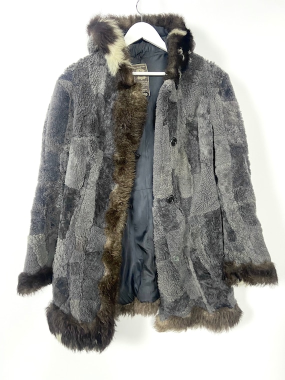 Vintage Patchwork Hooded Fur Coat. Eastern European Sheepskin Fur Coat. 70s Bulgarian Folk Style Goat Skin Fur Jacket. 10UK S Etsy UK