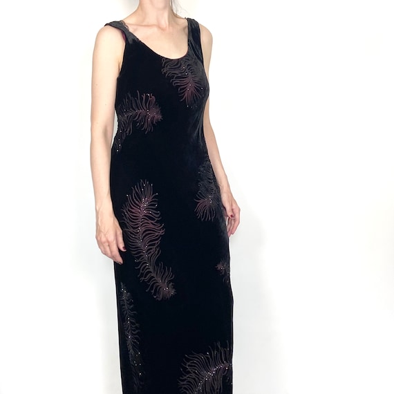 chinese dress ladies Black Velvet-Devore Bodycon Maxi-Dress main image 1