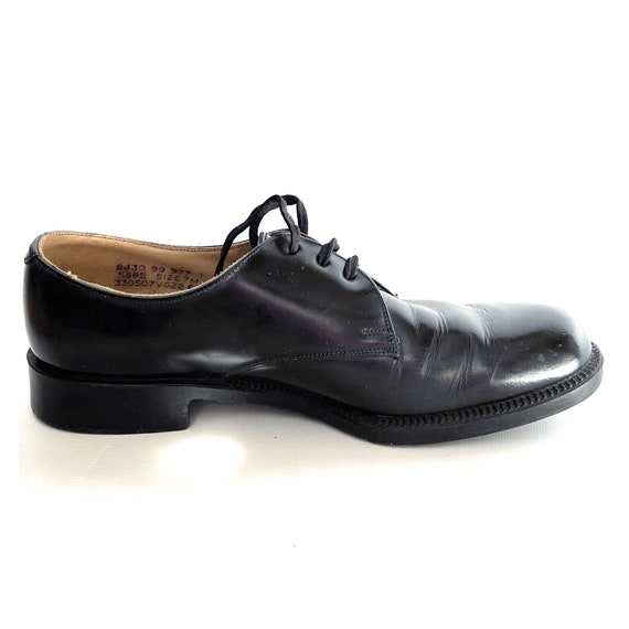 60s Vintage Classic Mens Military Black Lace up Shoes. School 