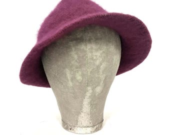 90s vintage burgundy angora blend bucket hat by Next M