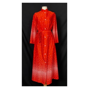 70er Maxikleid Maxikleid Robe: Retro Loungewear, gesprenkelter Print (M)