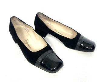 Vintage Salvatore Ferragamo Boutique Black Block Heeled