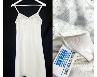 60s vintage white nylon slip by BHS. Bridal chemise nightie 34" bust