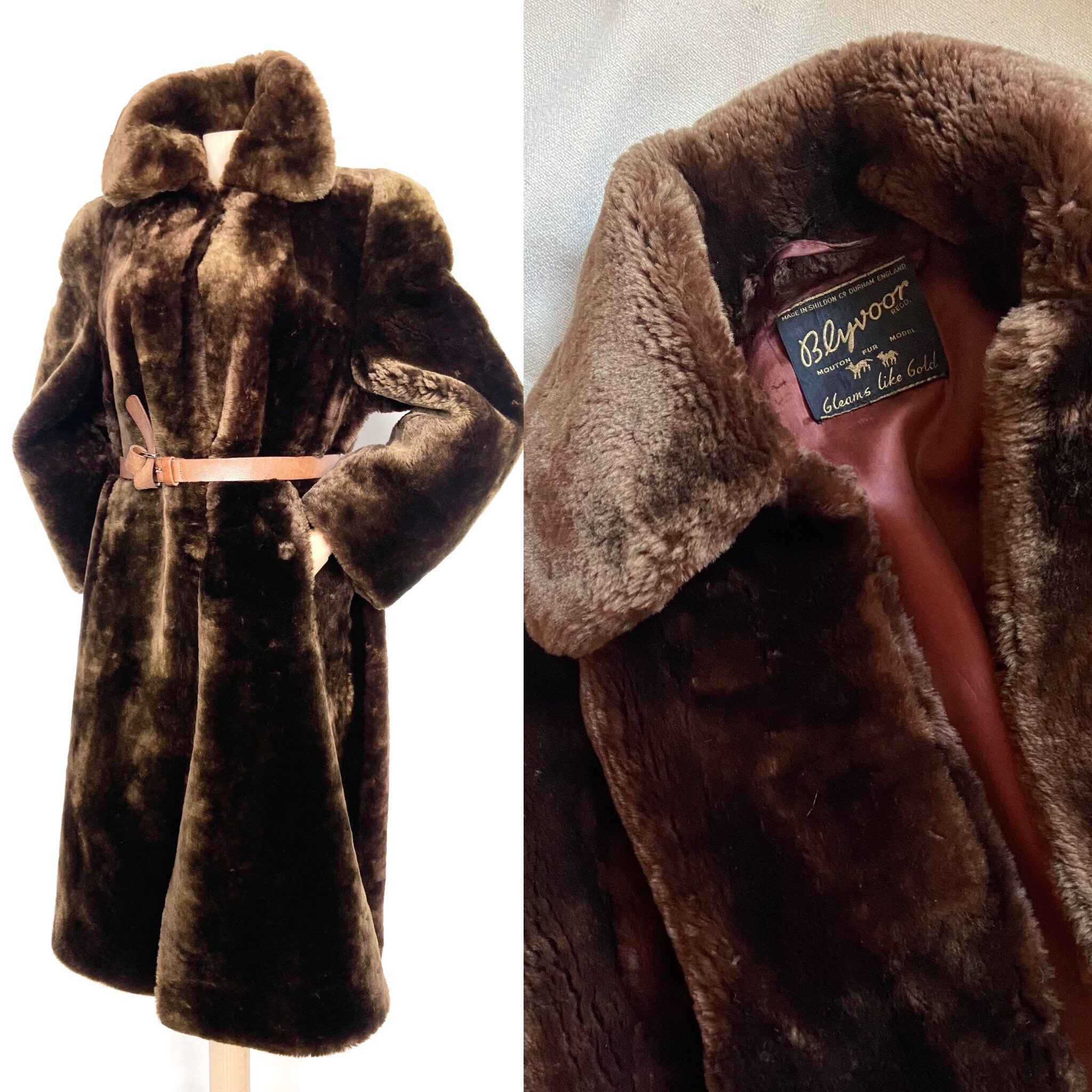 Couture Hélène 80s Brown Fur Coat. Vintage Faux Fur Coat. Vegan