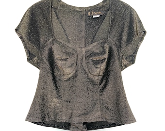 80s vintage gold lurex short sleeve top by Dusk M