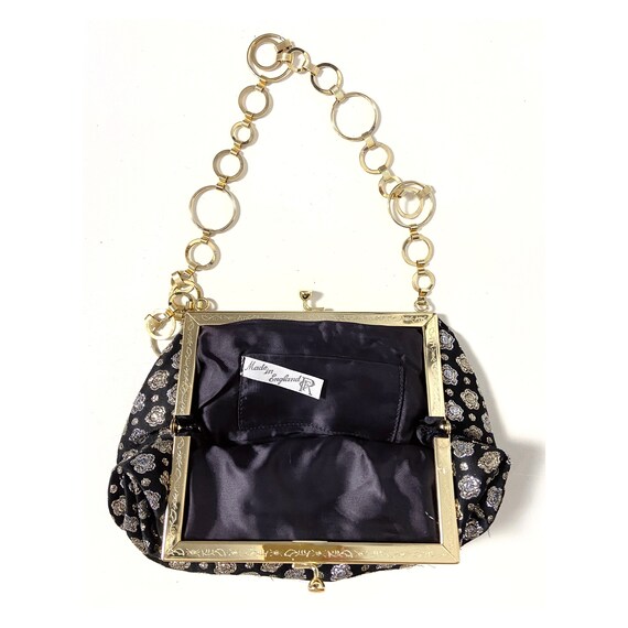 70s vintage lurex bag. Black and gold metallic fa… - image 5