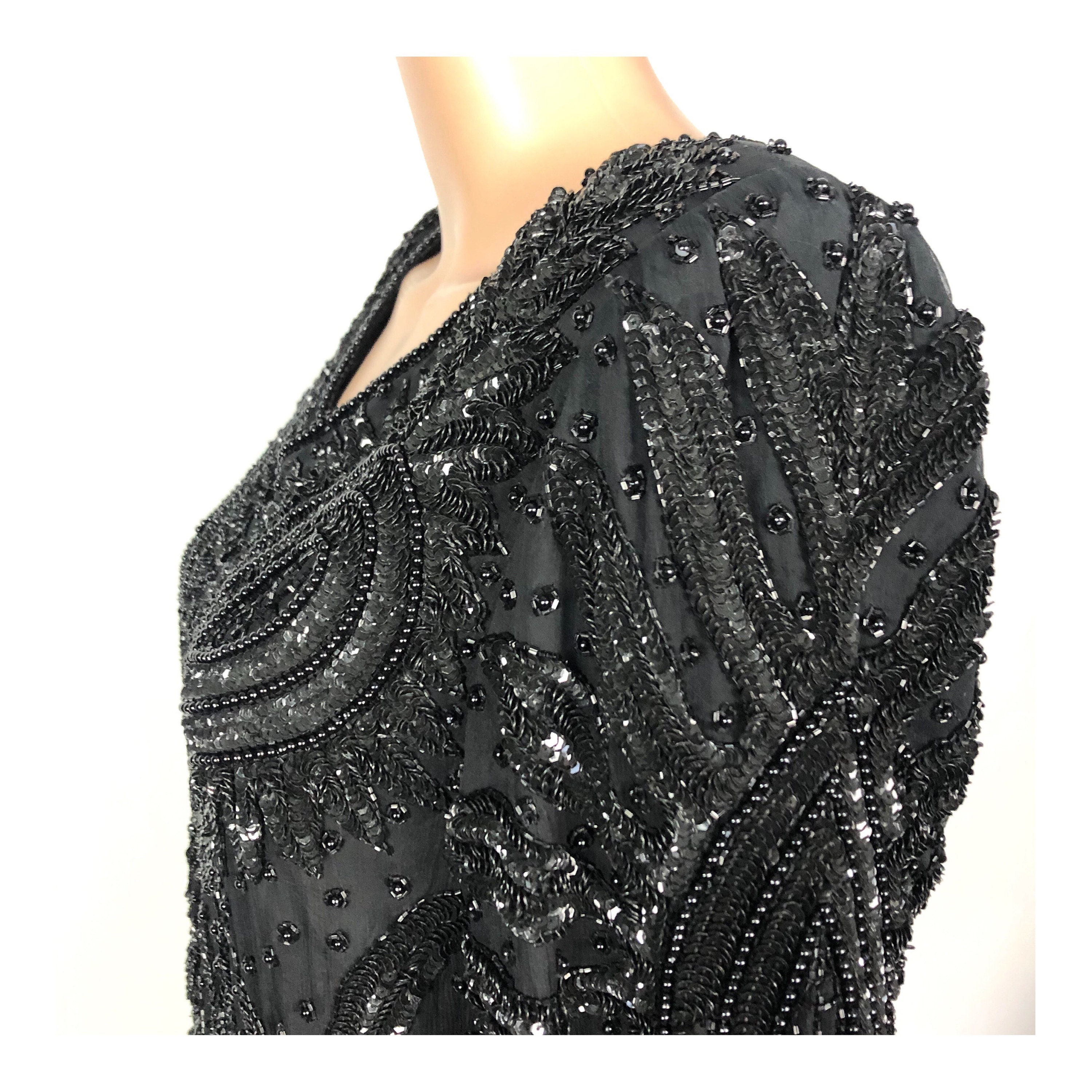 Stunning Beaded Black Sequin Top by Kuku Sudi. 80's - Etsy