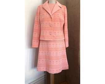 60s retro peach pink dress suit by Morvic M