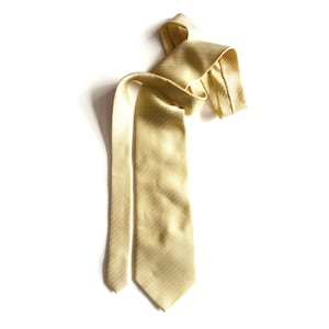 Wide width vintage necktie by Giorgio Armani Cravatte. Textured yellow silk designer tie.