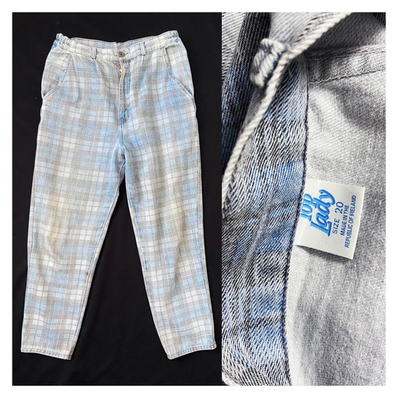 80s Vintage Checked Denim Pants. Loose Fit Trousers Check - Etsy UK