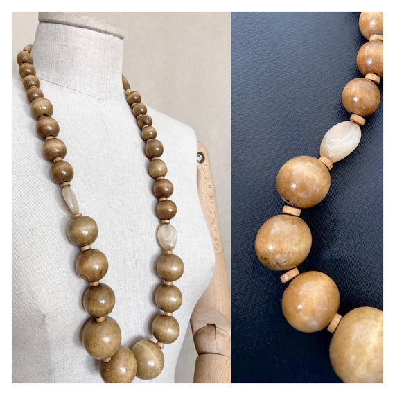 Avalaya Chunky Colour Fusion Wood Bead Necklace (Black, Gold & White) -  46cm Length : Amazon.co.uk: Fashion