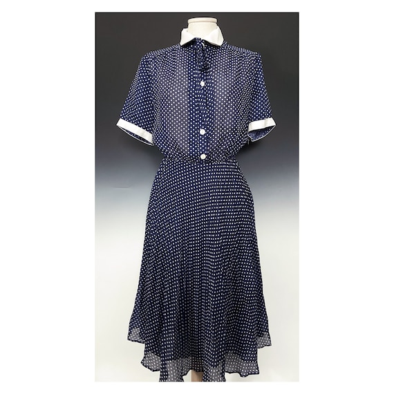 blue polka dot dress with white collar Women's Piper Navy Polka Dot Cotton Mini Dress | Size: Xs main image 0